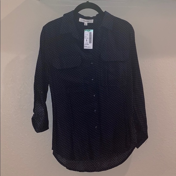 Love Tree Tops - NEW polka dot navy blouse